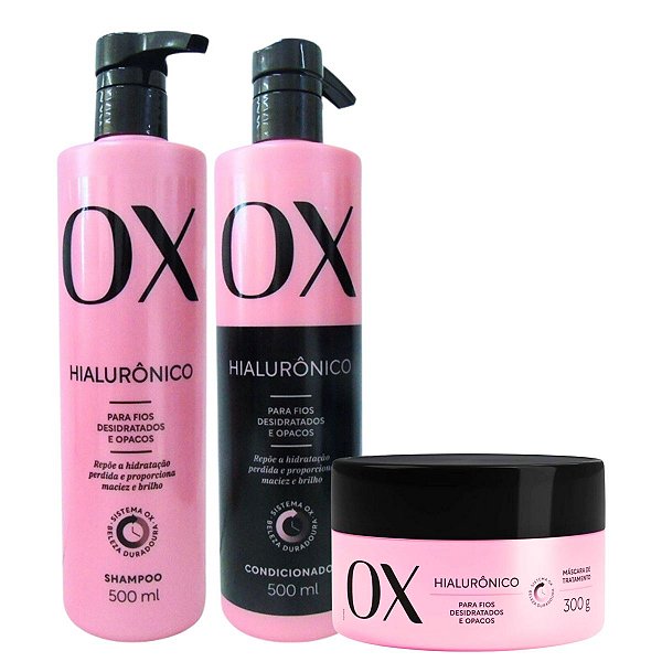 Kit Ox Hialurônico Shampoo, Condicionador 500ml e Máscara