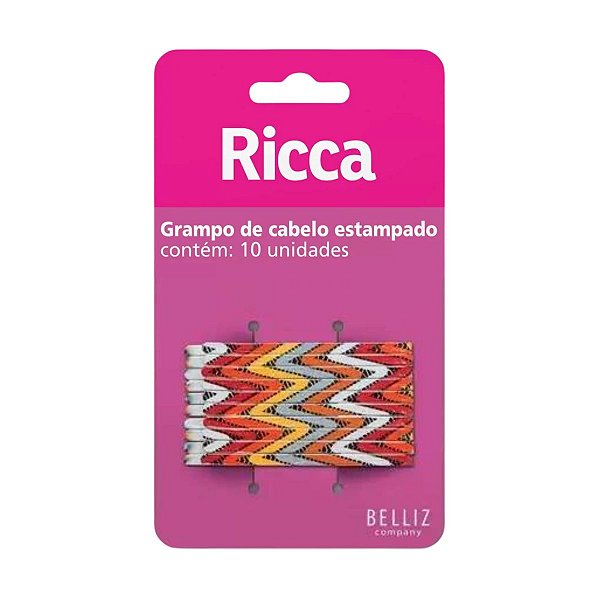 Grampo de Cabelo Estampado Ricca Style Étnico C/10un Cód.1030