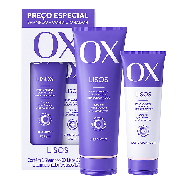 Kit Ox Lisos: Shampoo 375ml e Condicionador 170ml