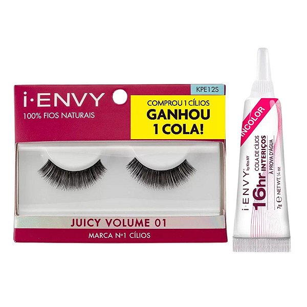 Cílios Postiços + Cola Kiss I Envy Juicy Volume 01 Kpe15xb