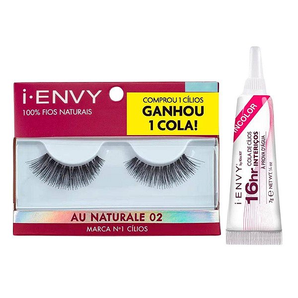 Cílios Postiços + Cola Kiss I Envy Au Naturale 02 Kpe12xb