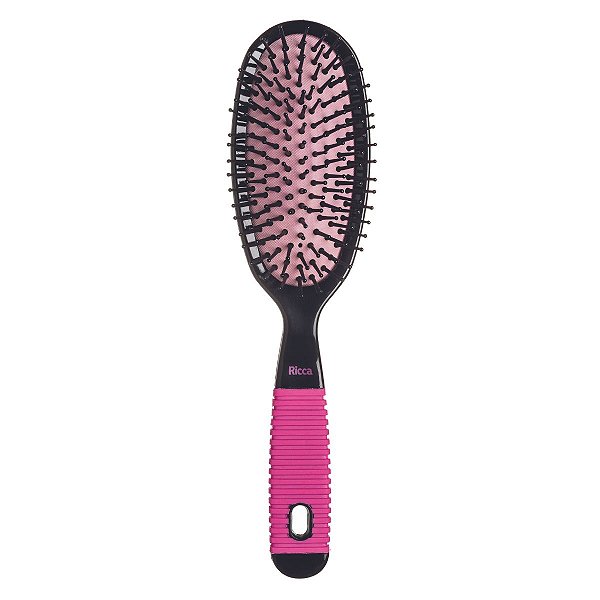 Escova Oval Ricca Black & Pink Cód.2411