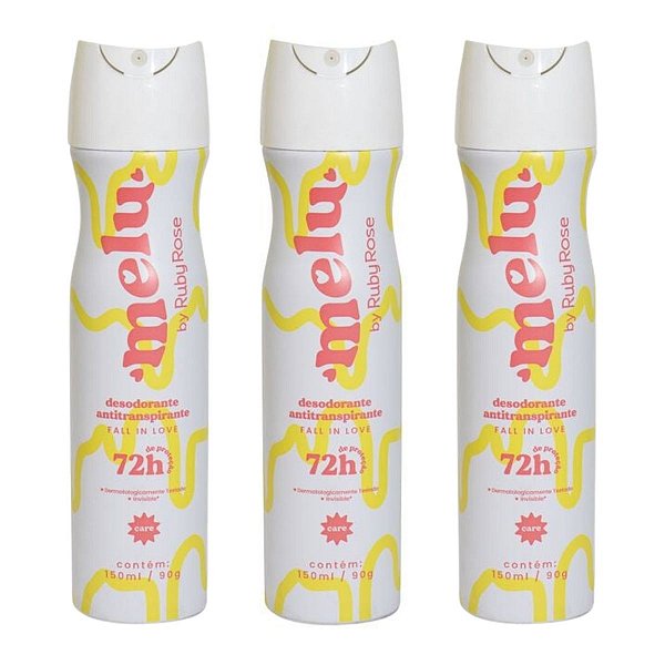 Kit Desodorante Antitranspirante Melu By Ruby Rose Fall In Love 150ml C/3