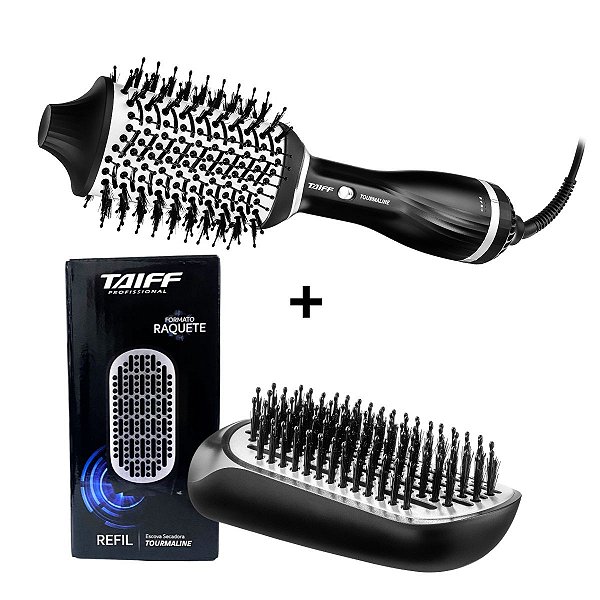 Kit Taiff Tourmaline Escova Secadora 1200w 127v + Refil Raquete
