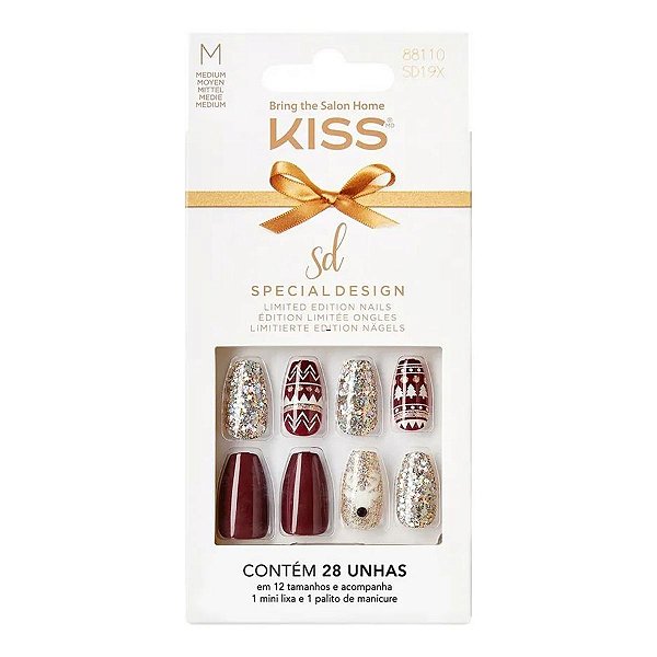 Unhas Postiças Kiss Sd Dont Cry Snowman Medium C/28un Sd19x
