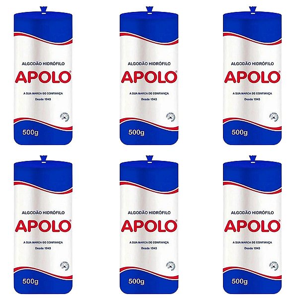 Kit Algodão Hidrófilo Apolo em Rolo 500g C/6
