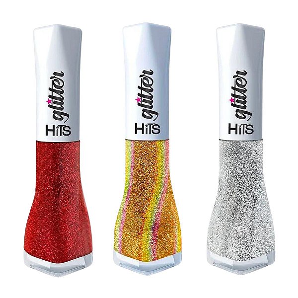 Kit Esmalte Glitter Hits 5free 8ml C/3