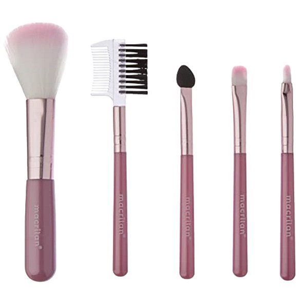Kit Pincéis Para Maquiagem Macrilan Rosa Kp5-18