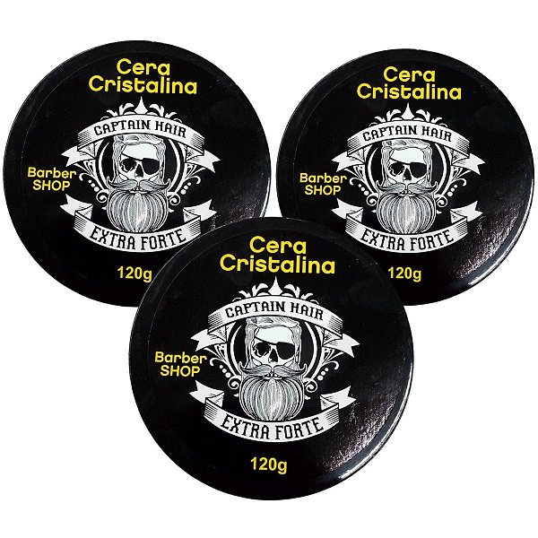 Kit Cera Cristalina Captain Hair Extra Forte Barber Shop Com 3 120g