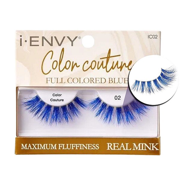 Cílios Postiços Kiss I-envy Color Couture Real Mink Full Colored Blue Ic02