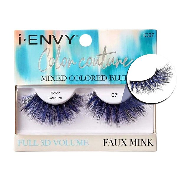 Cílios Postiços Kiss I-envy Color Couture Faux Mink Mixed Colored Blue Ic07