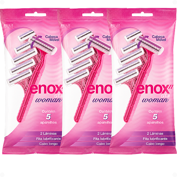 Kit Aparelho de Depilar Descartável Enox Gt-2 Woman Cód.1757 C/3