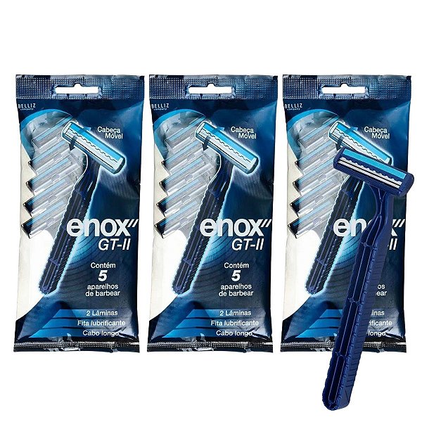 Kit Aparelho de Barbear Descartável Enox Gt-2 Cód.1758 C/3