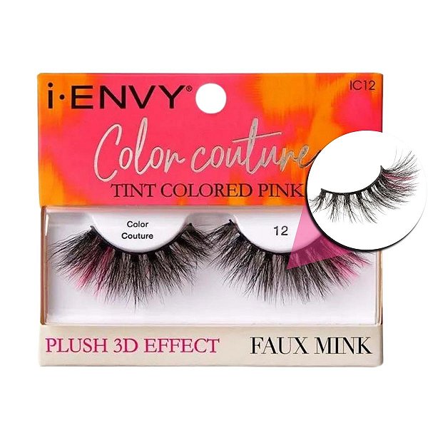 Cílios Postiços Kiss I-envy Color Couture Faux Mink Tint Colored Pink Ic12