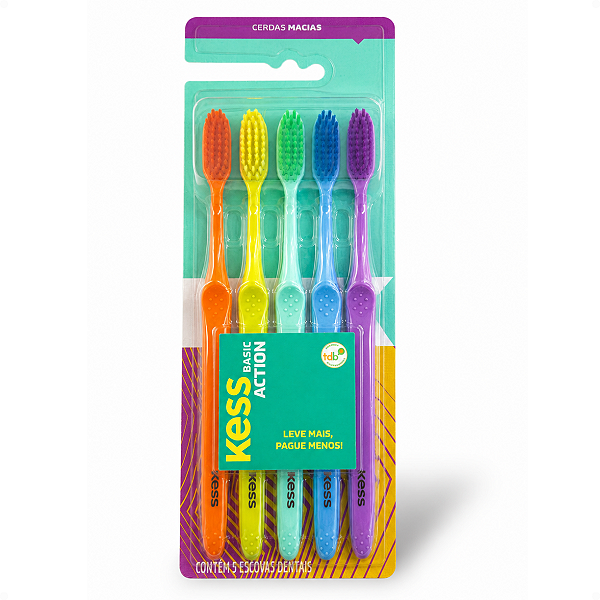 Kit Kess Basic Action: 5 Escovad Dentais Macia Cód.2548