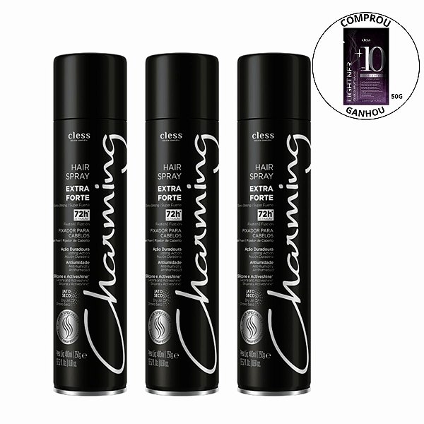 Kit Hair Spray Cless Charming Ex Forte S/ Perfume 400ml C/3