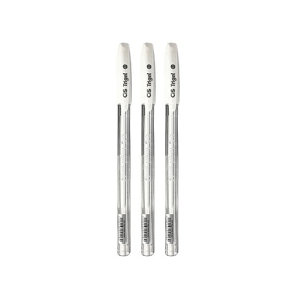 Canetas Gel Cis Trigel Pastel Branca 3 Unidades
