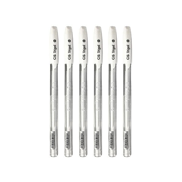 Canetas Gel Cis Trigel Pastel Branca 6 Unidades