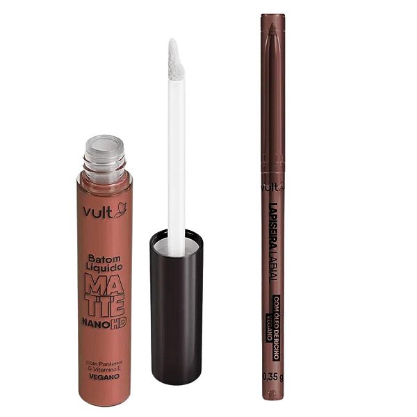 Lipkit Batom Líquido + Lapiseira Labial Vult Real Color Bronze