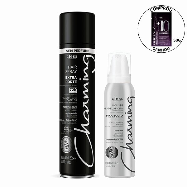 Kit Cless Charming Hair Spray Extra Forte + Mousse Fixa Solto