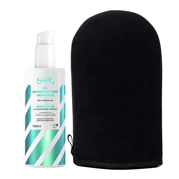 Gel Autobronzeador Médio Hidratante 120ml + Luva Aplicadora Skelt