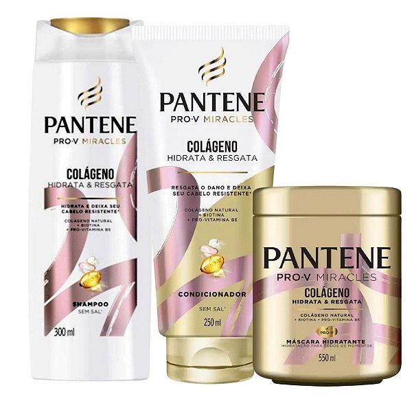 Kit Pantene Pro-V Colágeno: Shampoo 300ml, Condicionador 250ml e Máscara 550ml