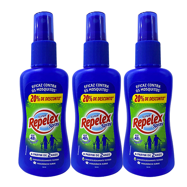Kit Spray Repelente de Insetos Super Repelex Com 3 100ml