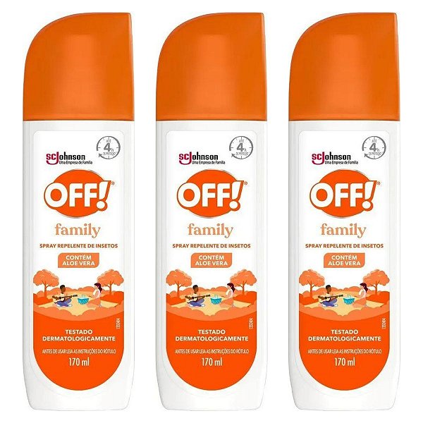 Kit Spray Repelente de Insetos Johnson Off! Family Com 3 170ml