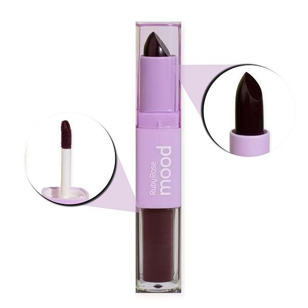 Batom Duo Ruby Rose Mood Vitamina e Cm01 3,2g