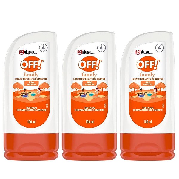 Kit Loção Repelente de Insetos Johnson Off! Family Com 3 100ml