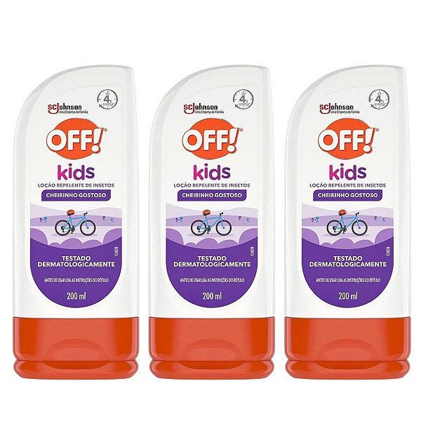 Kit Loção Repelente de Insetos Johnson Off! Kids Com 3 200ml