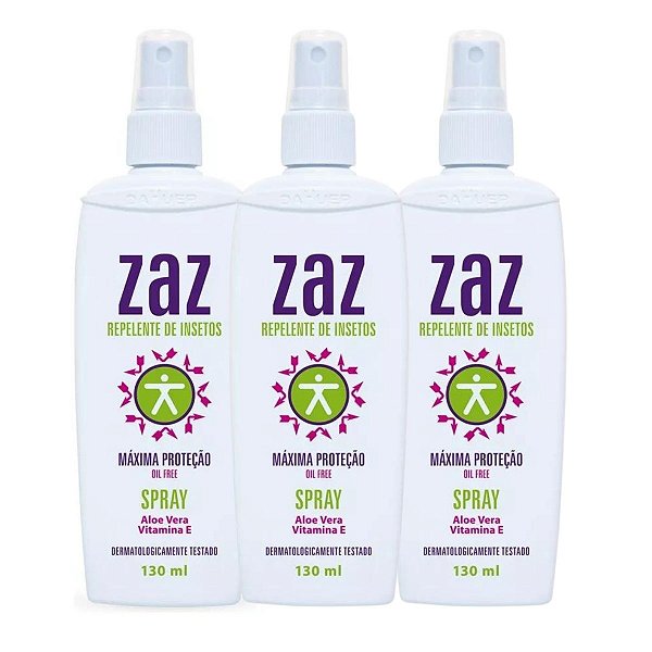 Kit Spray Repelente de Insetos Dahuer Zaz Maxima Proteção 130ml Com 3