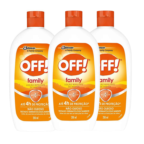 Kit Loção Repelente de Insetos Johnson Off! Family Com 3 200ml