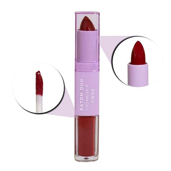 Batom Duo Ruby Rose Mood Vitamina e Cm06 3,2g