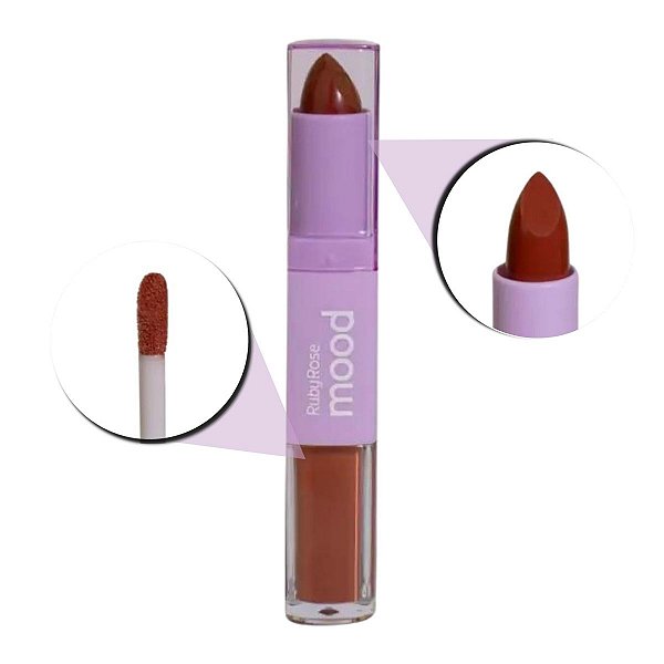 Batom Duo Ruby Rose Mood Vitamina e Cm07 3,2g