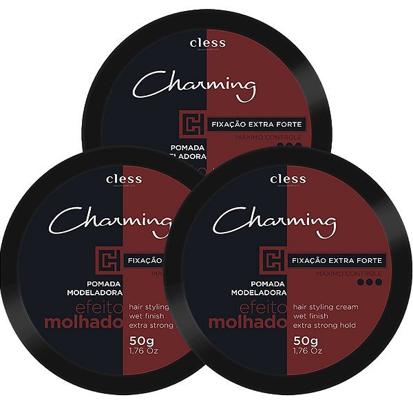 Kit Pomada Modeladora Cless Charming Extra Forte Efeito Molhado Com 3 50g