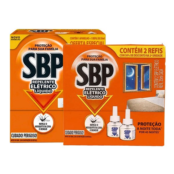 Repelente Elétrico Líquido SBP Aparelho + 3 Refis De 35ml