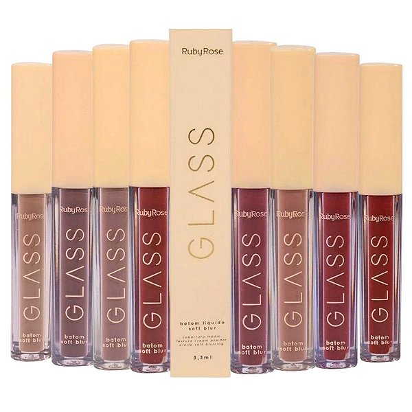 Kit Batom Líquido Soft Blur Ruby Rose Glass Com 8 3,3ml