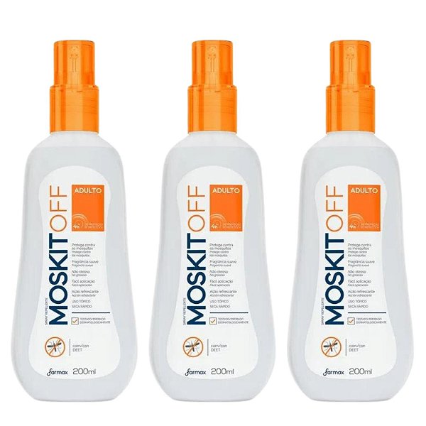 Kit Spray Repelente Farmax MoskitOff Adulto Com 3 200ml