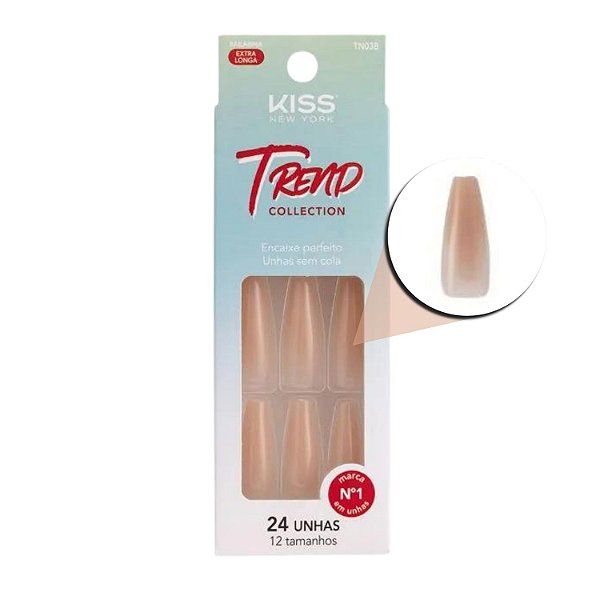 Unhas Postiças Kiss Ny Trend Collection Bailarina 24un Tn03b