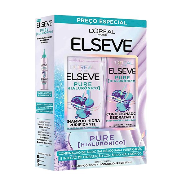 Kit Shampoo 375ml E Condicionador 170ml Elseve Pure Hialurônico