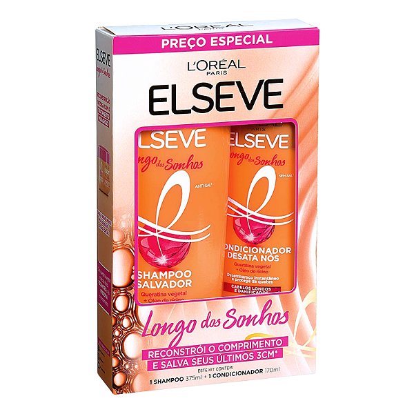 Kit Shampoo 375ml E Condicionador 170ml Elseve Longo Dos Sonhos