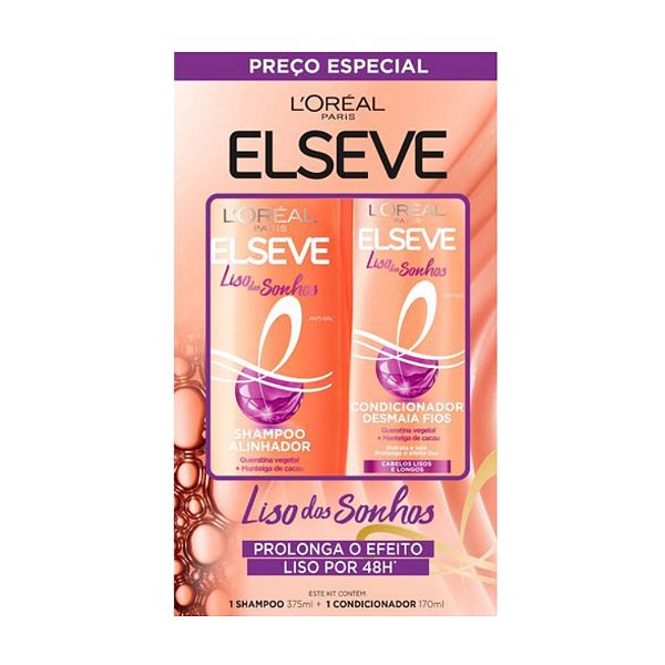 Kit Shampoo 375ml E Condicionador 170ml Elseve Liso Dos Sonhos