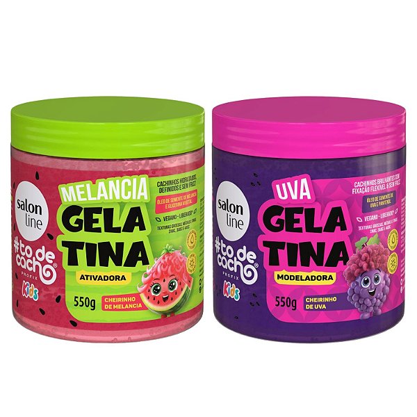 Kit Salon Line Kids #todecacho: 2 Gelatinas Melancia e Uva 550g