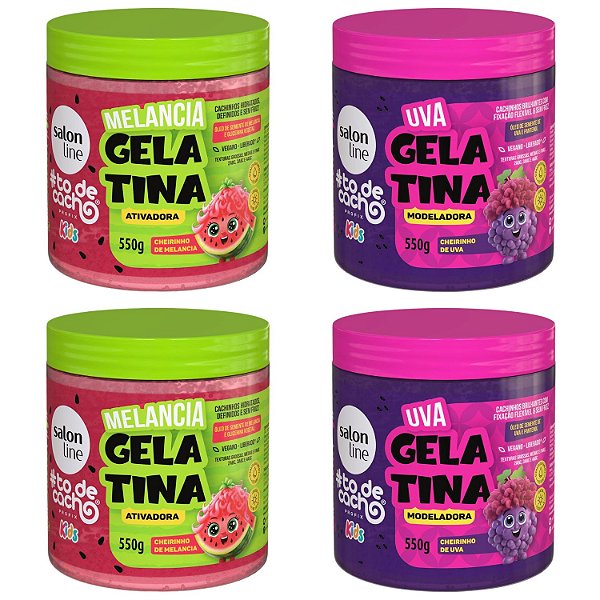 Kit Salon Line Kids: Gelatina 2 Melancia e 2 Uva 550g