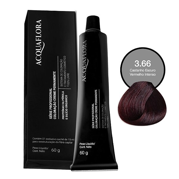 Coloração Acquaflora 3.66 Castanho Escuro Vermelho Intenso 60g
