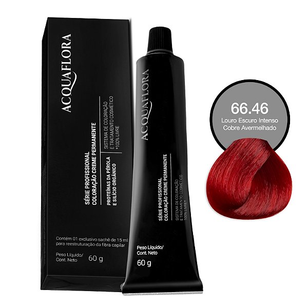 Coloração Acquaflora 66.46 Louro Escuro Intenso Cobre Avermelhado 60g