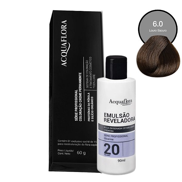 Coloração Acquaflora 6.0 60g + Água Oxigenada 20 Volumes 90ml