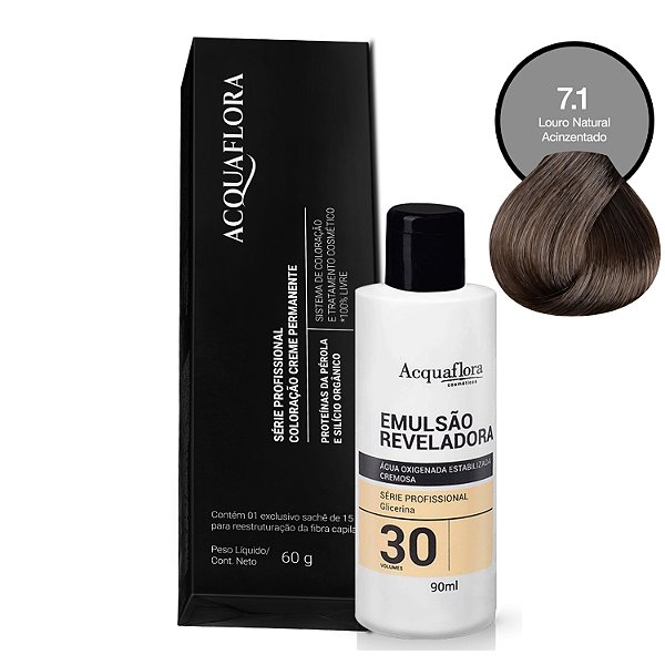 Coloração Acquaflora 7.1 60g + Água Oxigenada 30 Volumes 90ml
