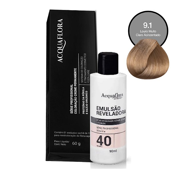 Coloração Acquaflora 9.1 60g + Água Oxigenada 40 Volumes 90ml